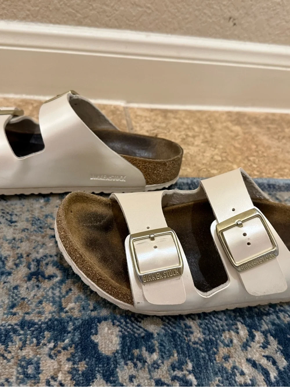 Birkenstock Kids White Double-Buckle Slide Sandals